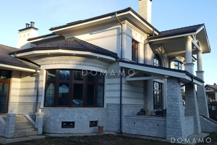 Проект коттеджа с бассейном, зимним садом и гаражом на 2 а/м,  Проект коттеджа с бассейном, зимним садом и гаражом на 2 а/м,