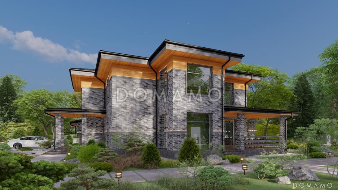 Проект двухэтажного дома из газобетона с 4 спальнями, кабинетом и крытой террасой / 5