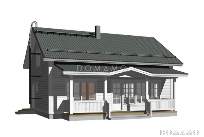 Проект компактного каркасного дома c одной спальней на первом этаже