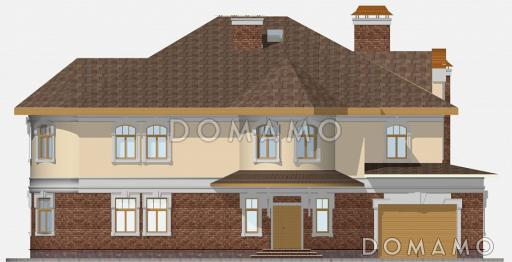 Проект двухэтажного загородного дома с мансардой / Фасад 1