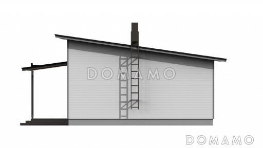 Проект каркасного дома с односкатной крышей, навесом для машины / Фасад 1