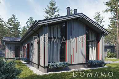 Проект кирпичного дома в скандинавском стиле с 3 спальнями, кабинетом и крытой террасой