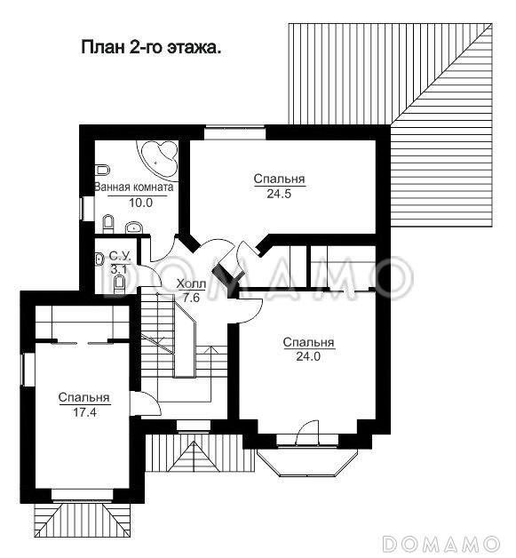 Проект кирпичного дома с мансардой / План 2 этажа