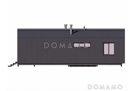 Проект каркасного дома в стиле барнхаус с одной спальней и кухней-гостиной / Фасад 3