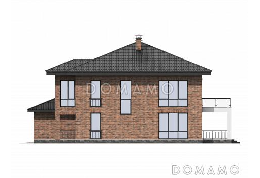 Проект газобетонного двухэтажного особняка с двойным гаражом / Фасад 4