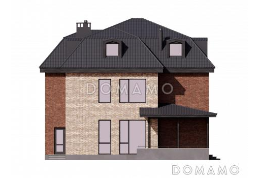 Проект двухэтажного особняка с мансардой, террасой и большой гардеробной / Фасад 3