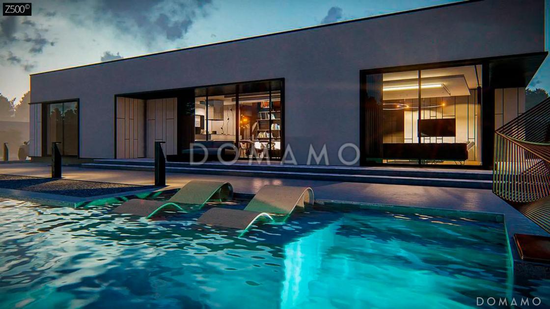 Проект современного одноэтажного дома с плоской кровлей и гаражом на две машины / 5