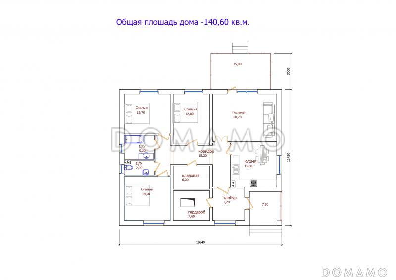 Проект 303 / План 1 этажа