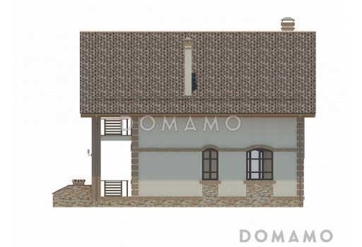 Проект классического двухэтажного дома с террасой и большим балконом / Фасад 2