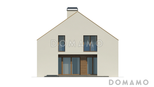 Проект одноэтажного мансардного дома из кирпича с большой гостиной и современными элементами экстерьера / Фасад 2