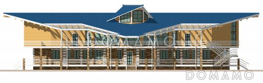 Проект дома для отдыха с мансардой, террасой и эркером / Фасад 2
