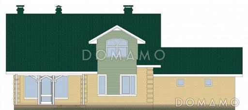 Проект дома из кирпича с навесом для двух машин и крытой террасой / Фасад 1