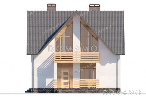 Проект одноэтажного дома с мансардой и гаражом в современном стиле / Фасад 2