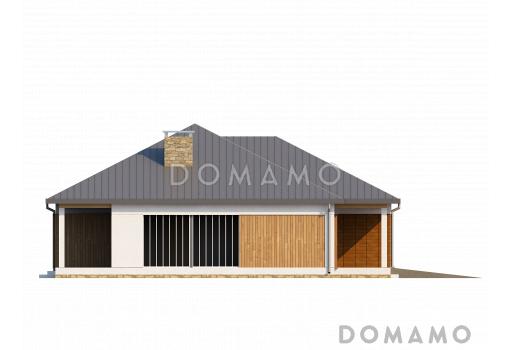 Проект одноэтажного дома из газобетона со встроенным гаражом на два автомобиля / Фасад 3