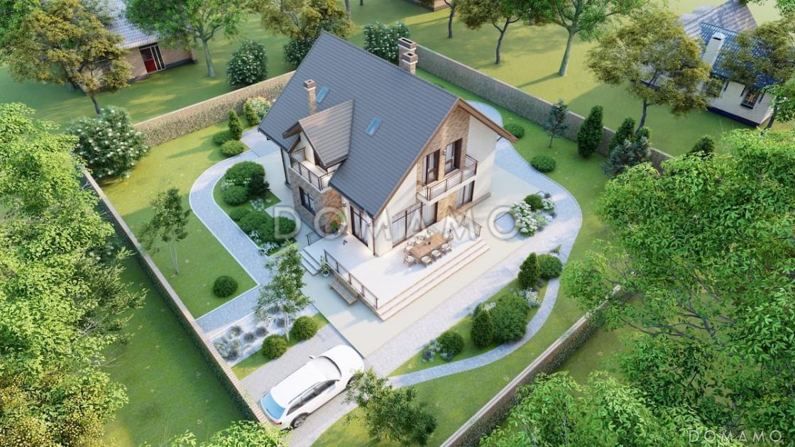 Проект компактного двухэтажного дома с 3 балконами и мансардой / 6