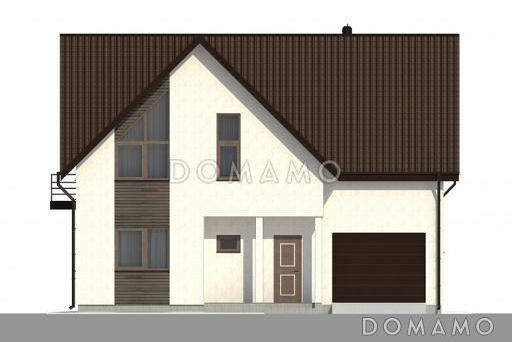 Компактный коттедж с 4 спальнями и гаражом на 1 машину / Фасад 1 Компактный коттедж с 4 спальнями и гаражом на 1 машину / Фасад 1