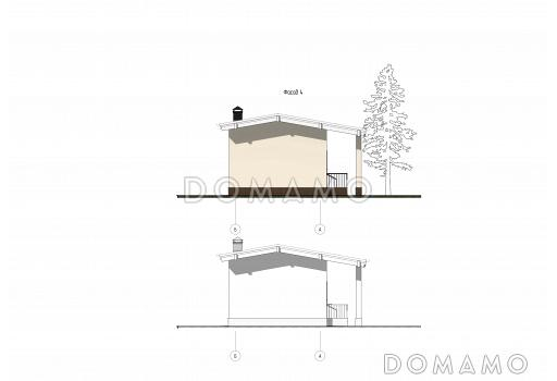 Проект бани с большой комнатой отдыха и крытой террасой / Фасад 4