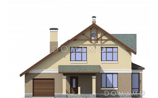 Проект дома из SIP панелей для постоянного проживания с гаражом для одной машины / Фасад 4