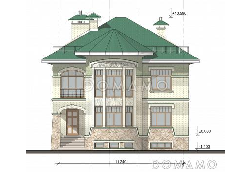 Проект дома с предусмотренной котельной на цокольном этаже / Фасад 1