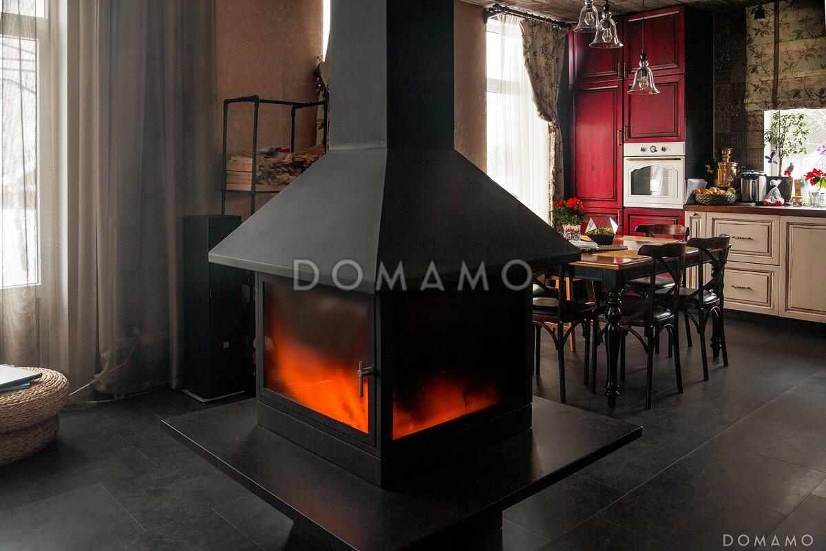 Проект дома из газобетона с двусветной гостиной, крытой террасой и островным камином / 18