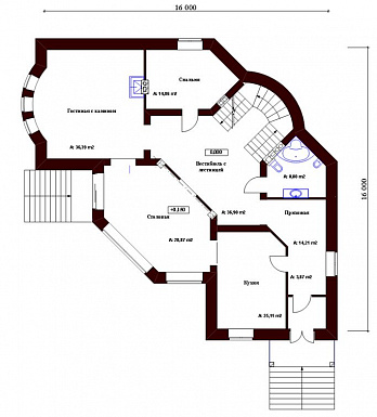Проект кирпичного дома / План 1 этажа Проект кирпичного дома / План 1 этажа