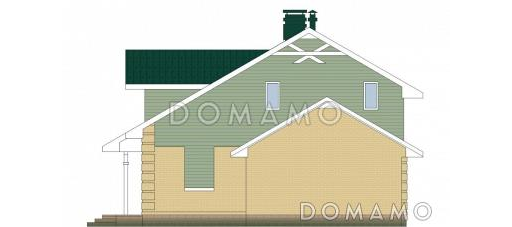 Проект дома из пенобетона с навесом для двух машин и крытой террасой / Фасад 2