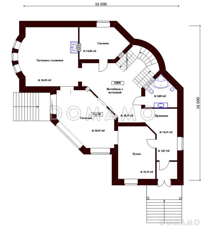 Проект кирпичного дома / План 1 этажа