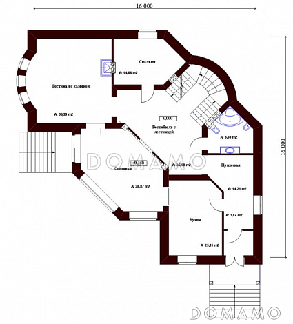 Проект кирпичного дома / План 1 этажа Проект кирпичного дома / План 1 этажа