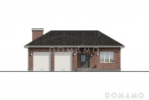 Проект одноэтажного дома с большой террасой и гаражом / Фасад 1