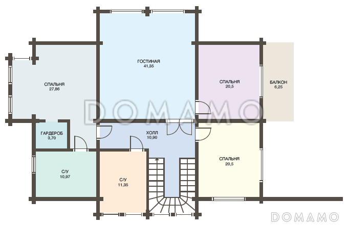 Проект дома из клееного бруса с навесом для авто / План мансардного этажа