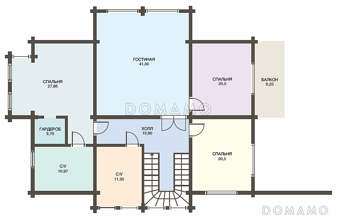 Проект дома из клееного бруса с навесом для авто / План мансардного этажа Проект дома из клееного бруса с навесом для авто / План мансардного этажа