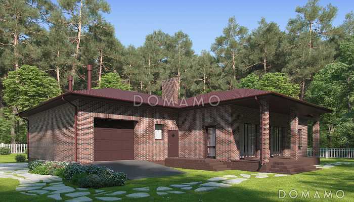 Проект дома с гаражом на две машины, террасой, большой кухней-столовой Проект дома с гаражом на две машины, террасой, большой кухней-столовой