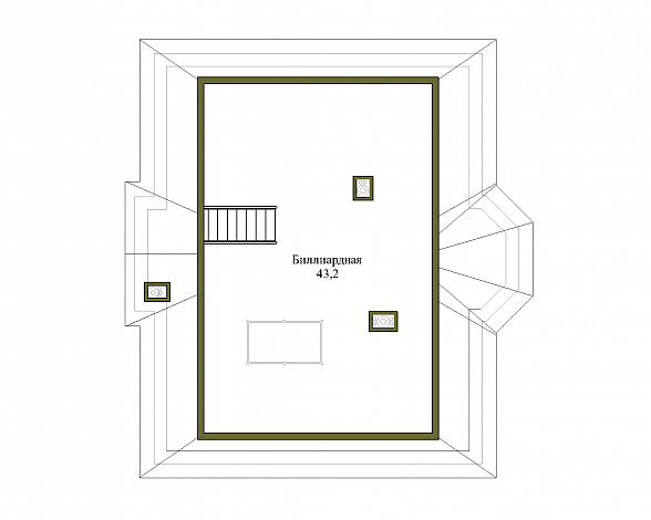 Проект коттеджа из газобетона с гаражом на 2 машины / План мансардного этажа