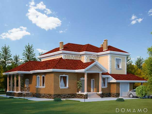 Проект дома с встроенным и пристроенным гаражом