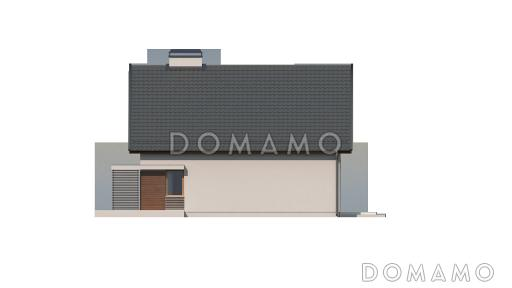 Проект одноэтажного дома из газобетона с мансардным этажом с прямоугольным эркером и балконом / Фасад 1