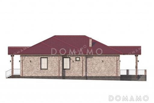 Проект одноэтажного дома с просторным холлом и террасой / Фасад 3