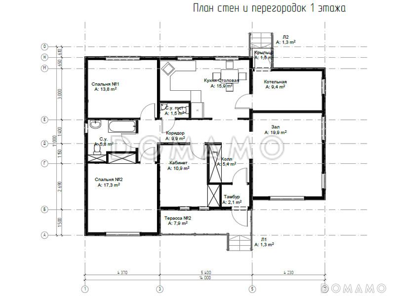 Каркасный дом "Гарматон" / План 1 этажа