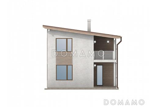 Проект каркасного дома с односкатной крышей / Фасад 3 Проект каркасного дома с односкатной крышей / Фасад 3