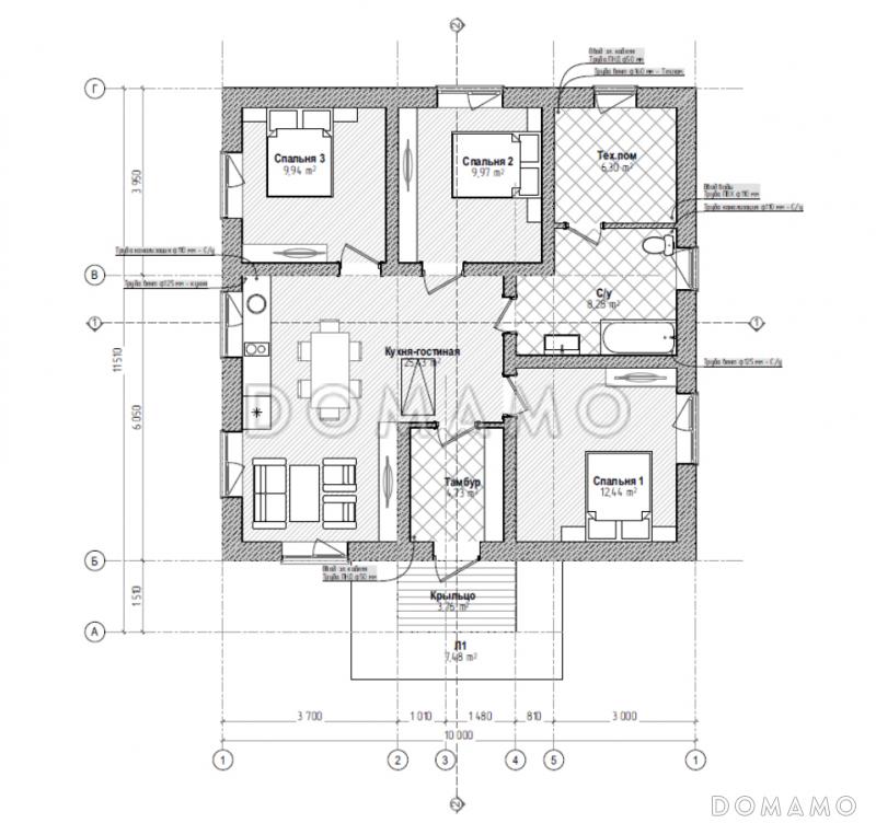 Каркасный дом "Макнамара" / План 1 этажа