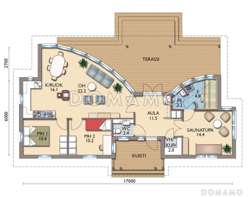 Проект современной каркасной сауны с санузлом / План 1 этажа