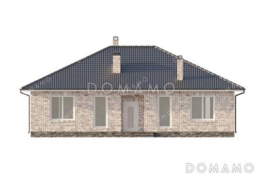 Проект дома с тремя спальнями, окном в ванной комнате и террасой рядом с гостиной / Фасад 3