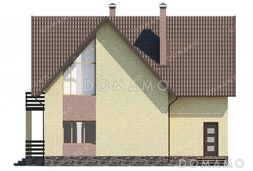 Проект одноэтажного дома с большой гостиной и мансардой / Фасад 3