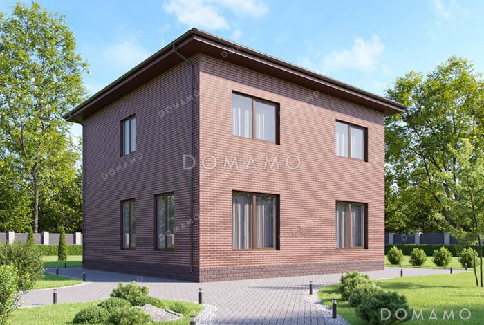 Проект двухэтажного дома с тремя спальнями и большой гостиной Проект двухэтажного дома с тремя спальнями и большой гостиной