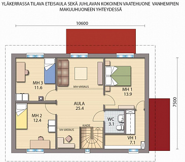 Проект каркасного дома с большой гардеробной в спальной комнате на втором этаже / План 2 этажа Проект каркасного дома с большой гардеробной в спальной комнате на втором этаже / План 2 этажа