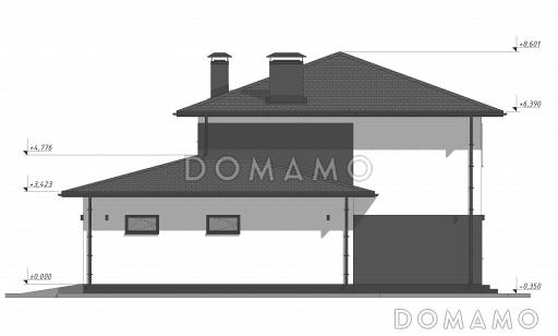 Проект стильного дома с гаражом на две машины S-216 / Фасад 3
