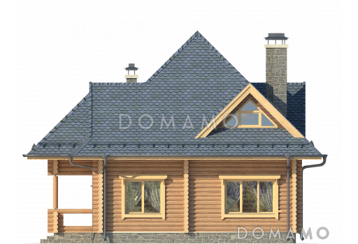 Проект небольшого загородного дома с красивой серой крышей / Фасад 2