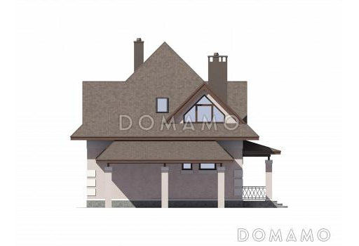 Проект дома из газобетона с мансардой / Фасад 2