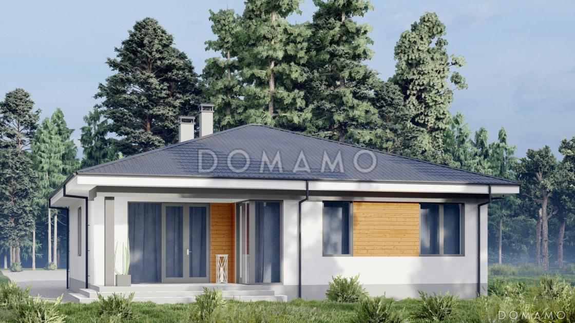 Проект одноэтажного дома в стиле хай-тек с тремя спальнями, гостиной и кабинетом / 4