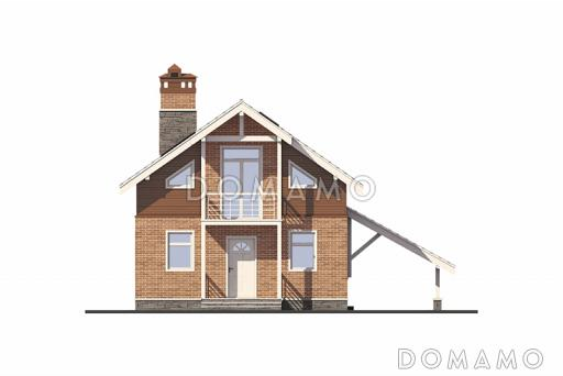 Коттедж с мансардным этажом и пристроенным навесом для машины / Фасад 1