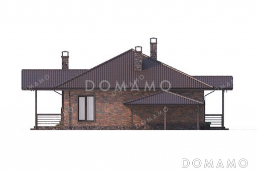 Проект одноэтажного дома с террасой и навесом для авто / Фасад 4